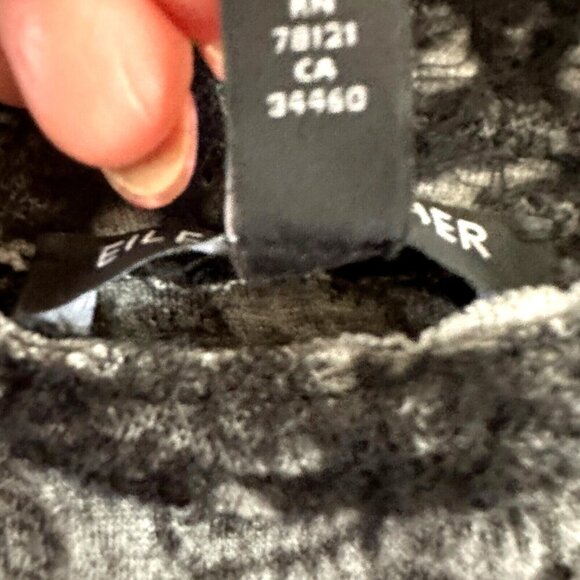 EILEEN FISHER Open Front Cardigan Sweater Wool Black Speckled - Picture 6 of 16